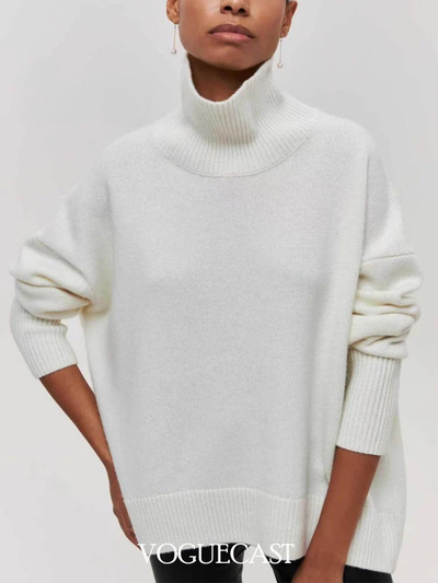 Long-sleeve Loose Turtleneck Knitted Sweater