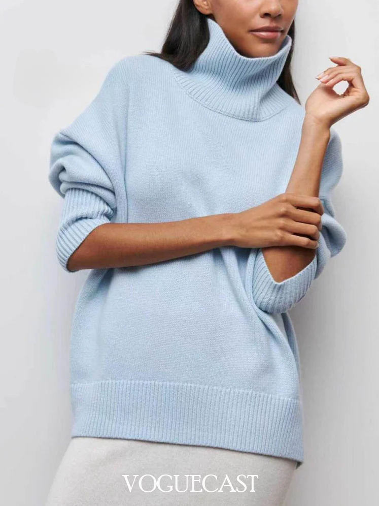 Long-sleeve Loose Turtleneck Knitted Sweater