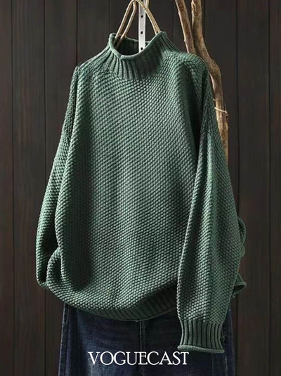 Loose Elegant Half Turtleneck Knitted Sweater