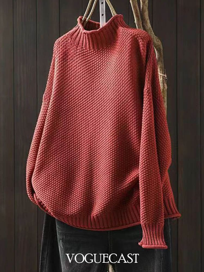 Loose Elegant Half Turtleneck Knitted Sweater