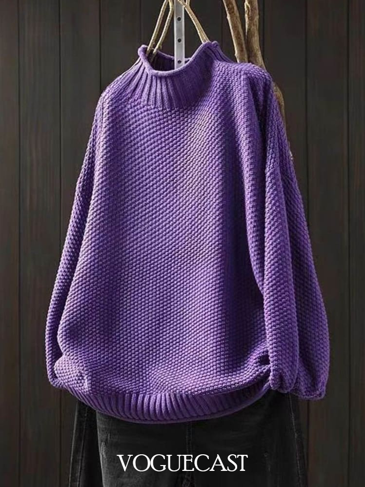 Loose Elegant Half Turtleneck Knitted Sweater