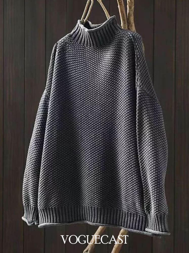 Loose Elegant Half Turtleneck Knitted Sweater