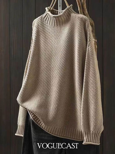 Loose Elegant Half Turtleneck Knitted Sweater