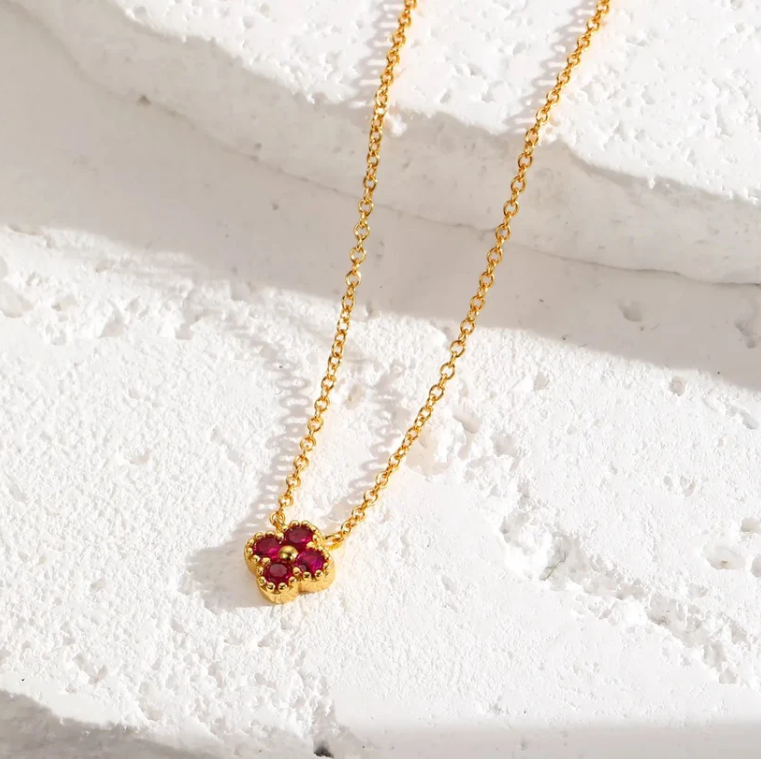 Four Leaf Ruby Gemstone Neckless