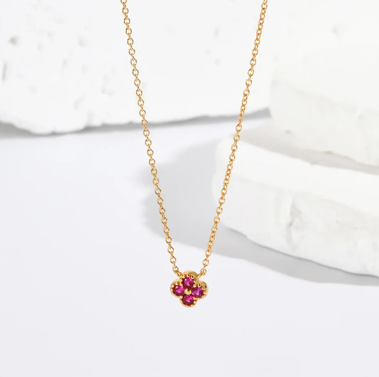 Four Leaf Ruby Gemstone Neckless