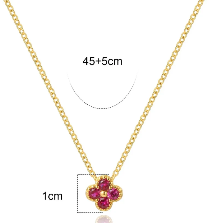 Four Leaf Ruby Gemstone Neckless